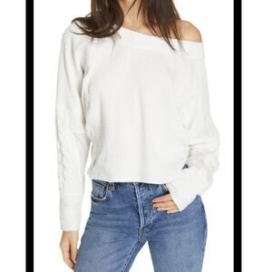 Free People Womens Josie Off the Shoulder Blouse Sweater Top Size XS White